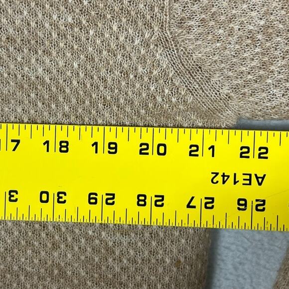 Quince Wool Sweater Women's L Brown Camel Baby Alpaca-Wool Diamond Stitch Crew - Picture 8 of 8